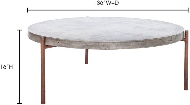 Moe's Home Collection Mendez Dark Grey Concrete Outdoor Coffee Table with Brown Metal Legs-3