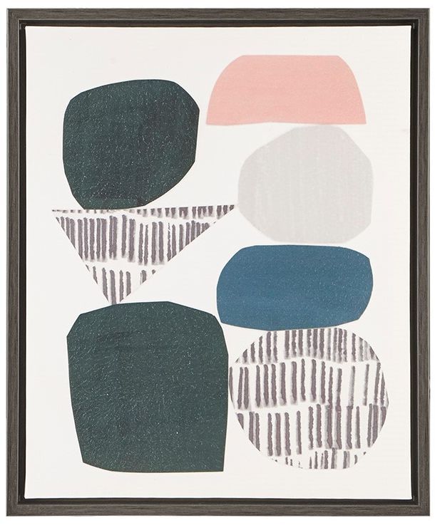 Olliix by Urban Habitat Multi-Colored Set of 2 Grey Rock Garden Gel Coat Framed Canvas-2