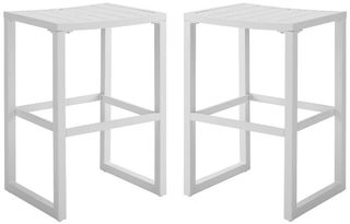Linon Alora 2-Piece White Aluminum Outdoor Barstool Set