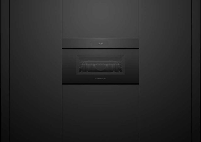 Fisher & Paykel Series 9 Minimal 30" Black Glass Compact Convection Speed Oven-2