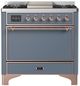 Ilve® Majestic III 36" Blue Gray Pro Style Dual Fuel Liquid Propane Range with Solid Door and Copper Trim-0