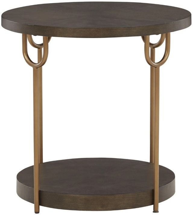 Signature Design by Ashley® Brazburn Dark Brown End Table with Metal Gold Legs-1