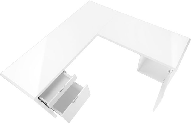 Monarch Specialties Inc. High Glossy White  L-Shaped Desk-3