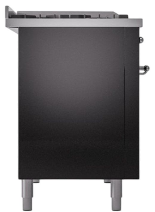 Ilve® Nostalgie II Noblesse 48'' Glossy Black Pro Style Dual Fuel Range with Chrome Trim-2