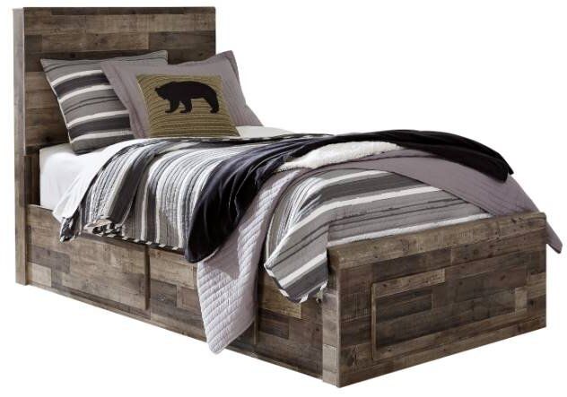 Benchcraft® Derekson 5-Piece Multi Gray Twin Storage Panel Bed Set-1