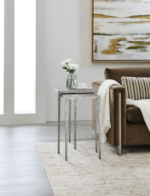Hooker® Furniture Chapman 2-Piece Pewter Nesting Table Set-1