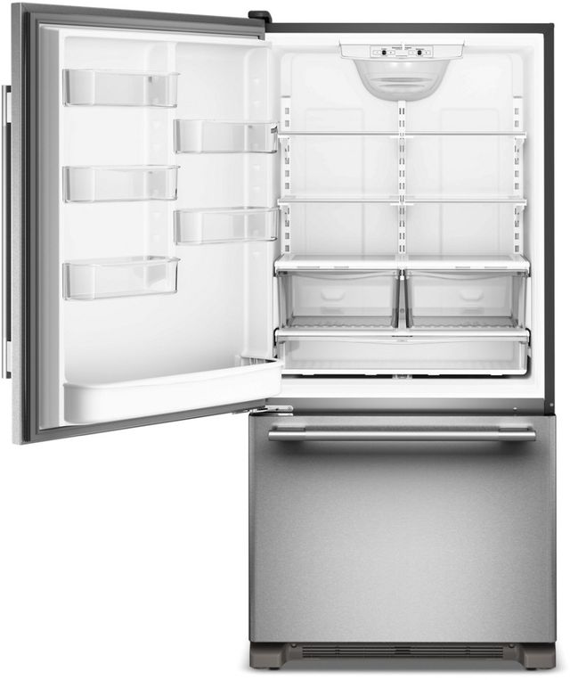 KitchenAid® 33" 22 Cu. Ft PrintShield® Stainless Steel Bottom Freezer Refrigerator with Left Door Swing-1