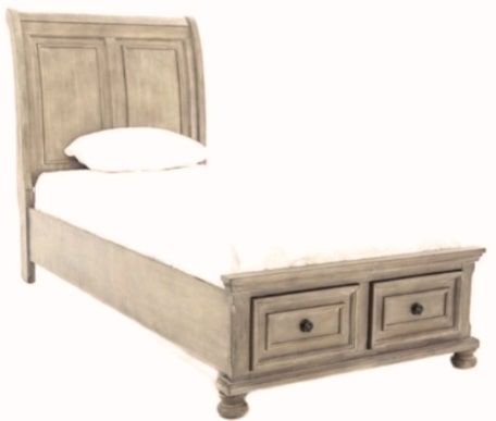 New Classic® Home Furnishings Allegra 5-Piece Pewter Youth Twin Sleigh Storage Bedroom Set-1