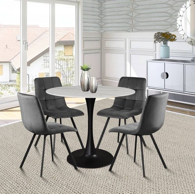 Meridian Furniture Tulip Matte Black/White 36" Dining Table-2