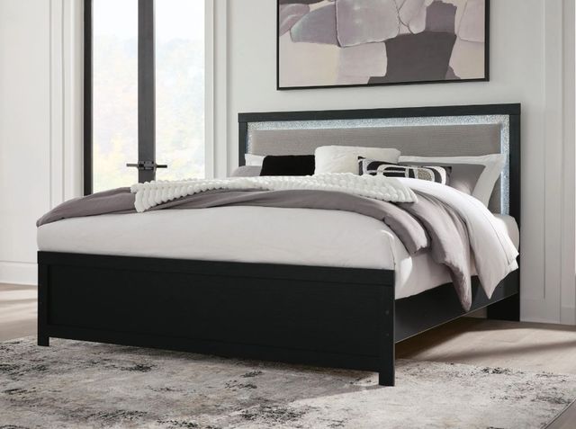 Signature Design by Ashley® Maeling Black King Upholstered Panel Bed-1