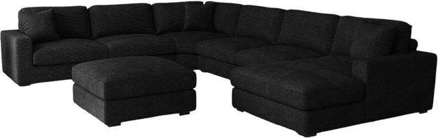 Elements International Arizona 7-Piece Steno Black Right-Arm Facing Sectional and Chaise-0