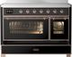 Ilve® Majestic III 48" Glossy Black Pro Style Induction Range with Triple Glass Door and Copper Trim-2
