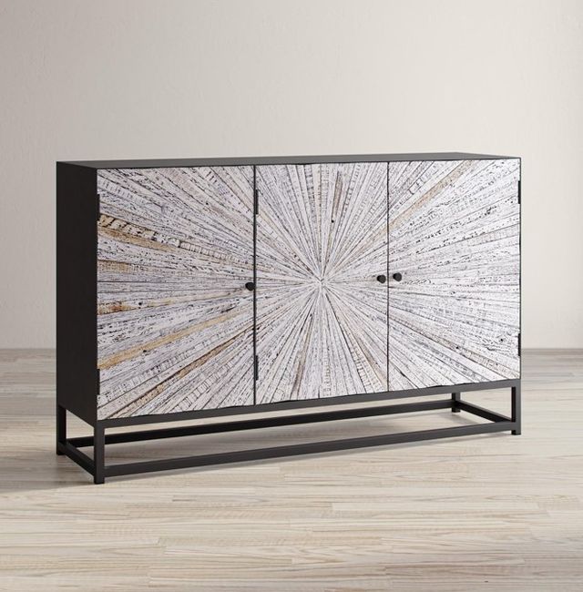 Jofran Inc. Astral Plains Reclaimed Gray 3-Door Accent Cabinet-1