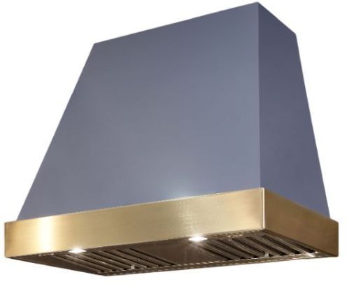 AGA Euclid 36" Salcombe Blue Wall Mounted Range Hood  with Polished Brass Trim-0