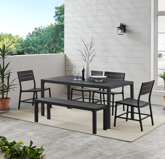 Linon Alora 6-Piece Black Aluminum Outdoor Dining Set-1