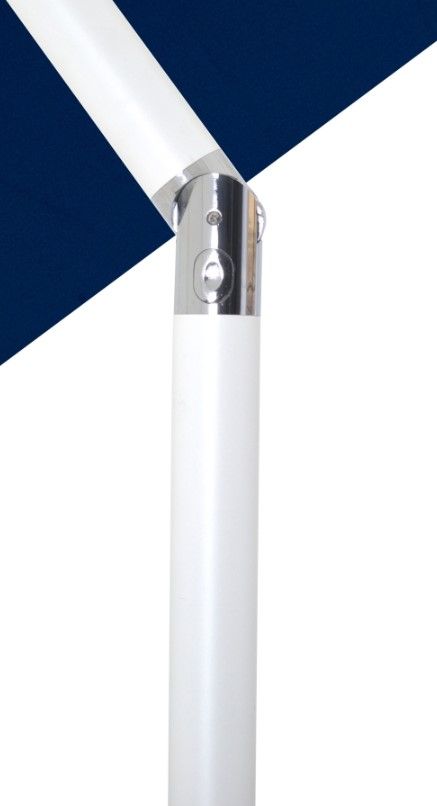 Meridian Furniture Fiji Matte White/Navy/Teak Aluminum Outdoor Patio Umbrella and Round Base-4