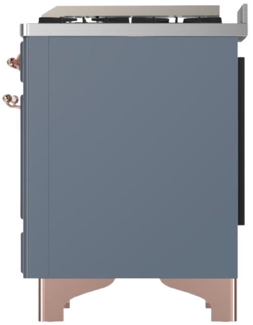 Ilve® Majestic III 48" Blue Gray Pro Style Dual Fuel Liquid Propane Range with Solid Door and Copper Trim-3