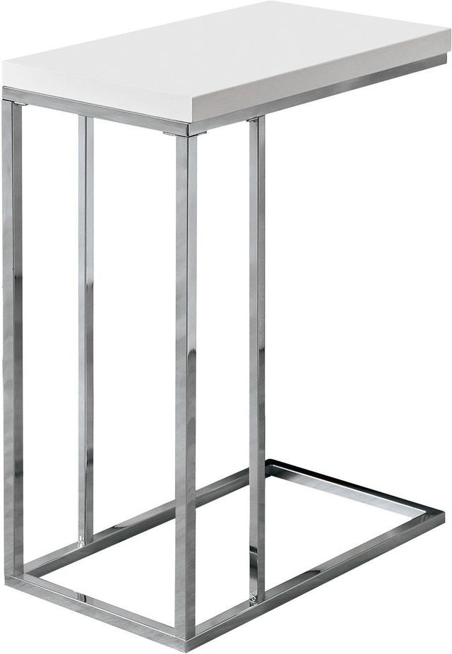 Monarch Specialties Inc. Glossy White Chrome Metal Accent Table-0