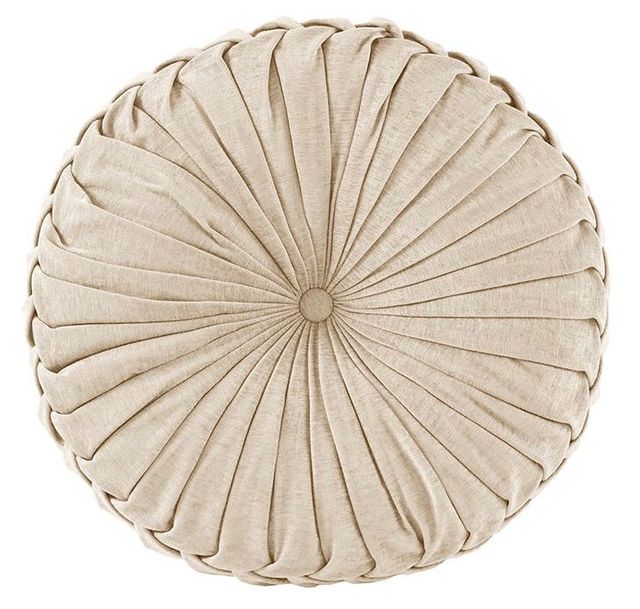 Olliix by Intelligent Design Loretta Ivory 22" Diameter x 6" Poly Chenille Round Floor Pillow Cushion-0