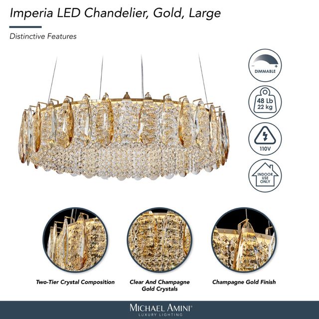 Michael Amini® Imperia Gold Large LED Chandelier-3