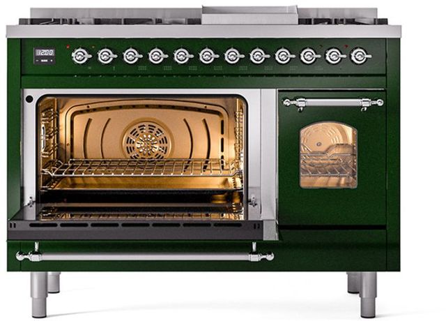Ilve® Nostalgie II Series 48" Emerald Green Pro Style Dual Fuel Range-3