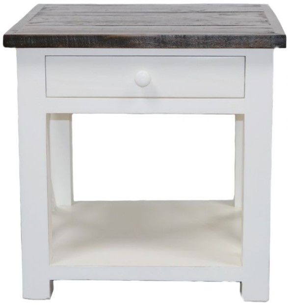 Million Dollar Rustic X Brace Brown/White End Table-0