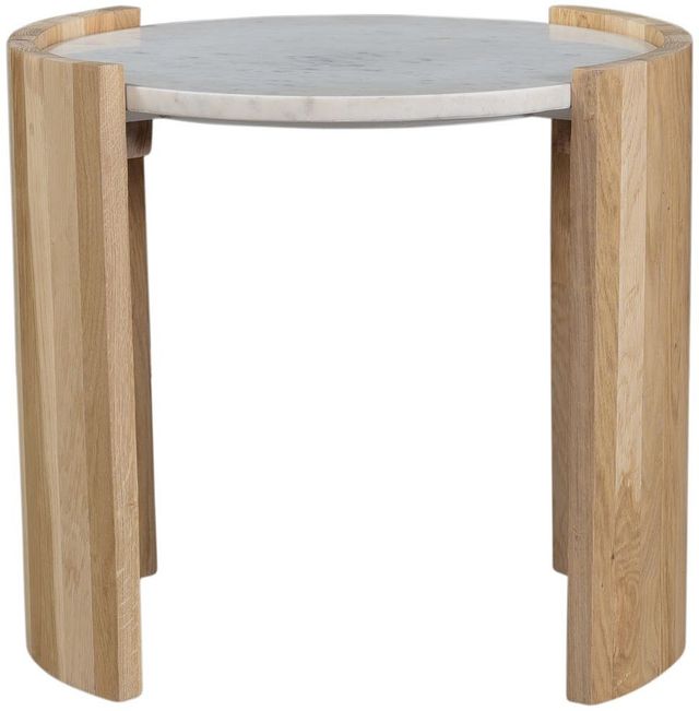 Moe's Home Collection Dala White Side Table with Oak Base -2