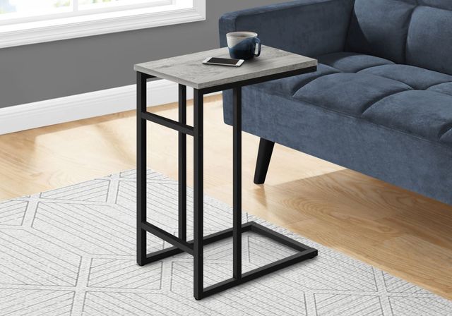 Monarch Specialties Inc. 24"H Grey Top Accent Table with Black Metal Frame-1