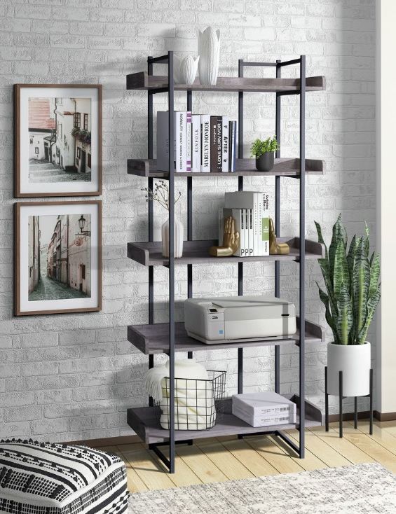 Elements International Preston 2-Piece Black/Grey Home Office Set-15