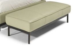 Natuzzi Editions Customizable Lake Queen Leather Bed with Folding Bed and Trays-3