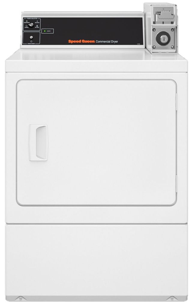 Speed Queen® Commercial 7.0 Cu. Ft. White Coin Slide Front Load Gas Dryer-0