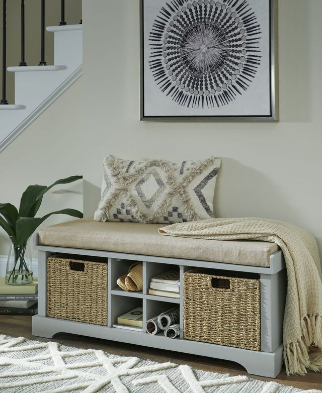 Signature Design by Ashley® Dowdy Beige/Gray Storage Bench-2