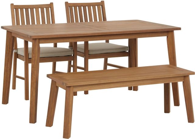 Signature Design by Ashley® Janiyah 4-Piece Light Brown Outdoor Dining Set-0