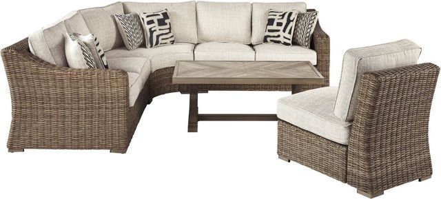 Signature Design by Ashley® Beachcroft 4-Piece Beige Outdoor Seating Set
