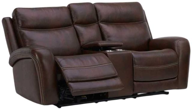 Liberty Furniture Blair Cognac Leather Dual Zero Gravity Power Reclining Loveseat with Console-1