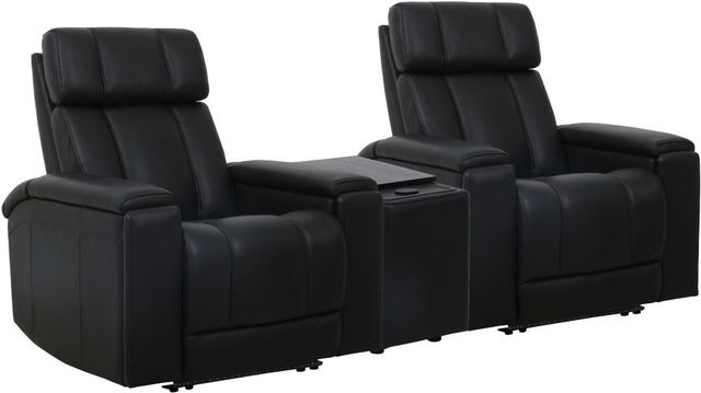 Parker House® Phoenix 3-Piece Autumn Black Leather Power Reclining Theater Seating with Wedge P3-0