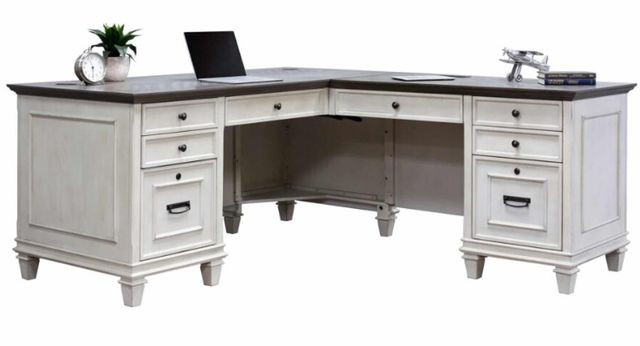 Martin Furniture Gray/White Hartford L-Shaped Desk -0