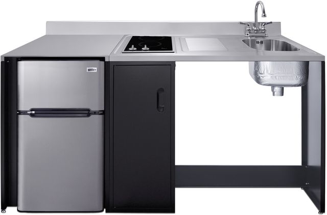Summit® 72" Black/Stainless Steel Barrier-Free All-in-one Kitchenette -1