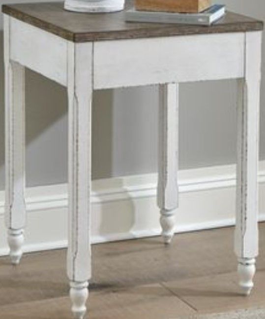 Liberty Furniture Magnolia Manor Antique White Corner Filler with Weathered Brown Top-1