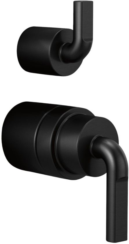 Brizo Litze® Matte Black Pressure Balance Valve With Diverter Trim Handle Kit - Notch Lever-0
