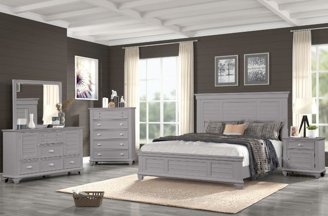 New Classic® Home Furnishings Jamestown 4-Piece Gray California King Panel Bedroom Set-1