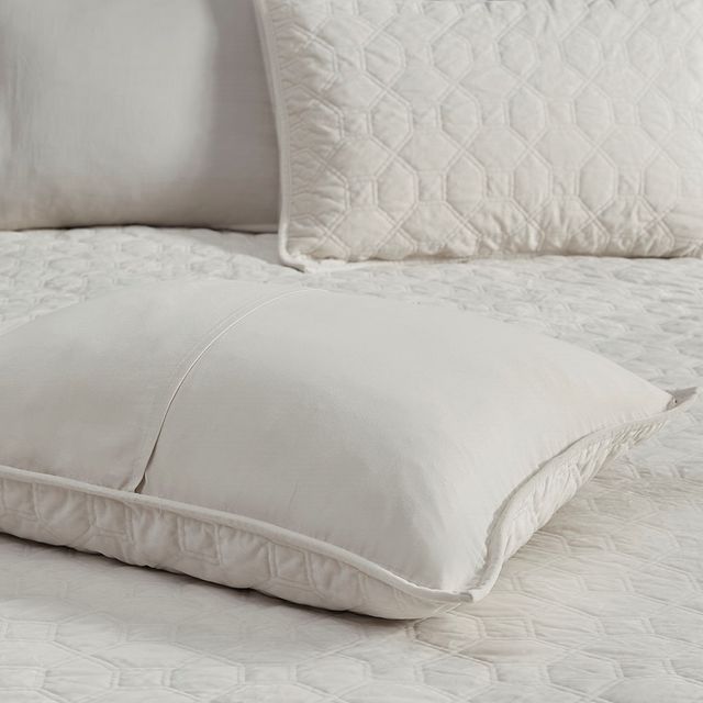 Olliix by Madison Park Harper 3 Piece Ivory Full/Queen Faux Velvet Reversible Coverlet Set-4