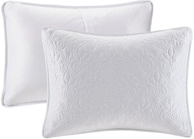 Olliix by Madison Park White Twin/Twin XL Quebec Reversible Coverlet Set-4
