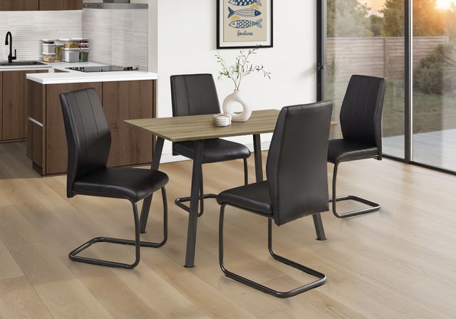 Monarch Specialties Inc. Dark Taupe 36" x 48" Laminate Top Dining Table with Black Metal Base-1