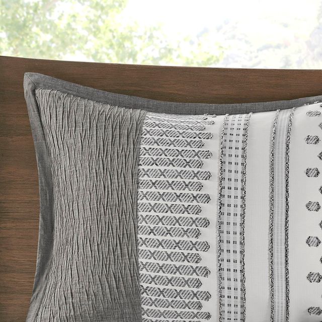 Olliix by Madison Park Adair 5 Piece Grey Full/Queen Comforter Set-2
