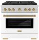 ZLINE Autograph Edition Paramount 36" 5.2 Cu. Ft. Satin Stainless Steel Gas Range with 6 Burner DuoPro™ Cooktop and Convection Gas Oven with White Matte Door and Champagne Bronze Accents-0