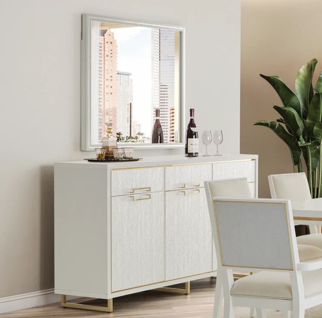 Michael Amini® Palm Gate Cloud White Sideboard and Mirror-1