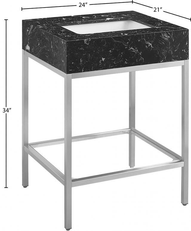 Meridian Furniture Marmo Black/Brushed Chrome 24" Bathroom Vanity-4