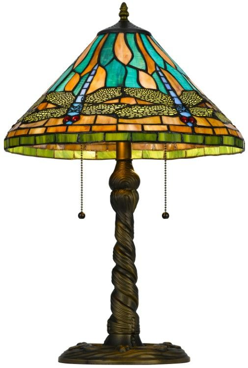 Cal® Lighting & Accessories Tiffany Antique Brass Table Lamp-2