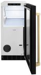 ZLINE Autograph Edition Touchstone 15" 66 lb. Stainless Steel Gourmet Ice Maker with Drain Pump and Black Matte Door with Champagne Bronze Handle-2